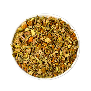 Saffron Cup Sunglow Energize Herbal Detox Tea (Ginger & Turmeric) – 200g, Pack of 2 (Airtight Double-Lid Tin) - saffroncup